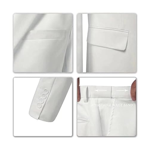 Yanlu 3-Piece Suits for Men Wedding Tuxedos Ivory Groomsmen Suits 3 Pieces Prom Blazer Vest Pant Slim Fit-44384