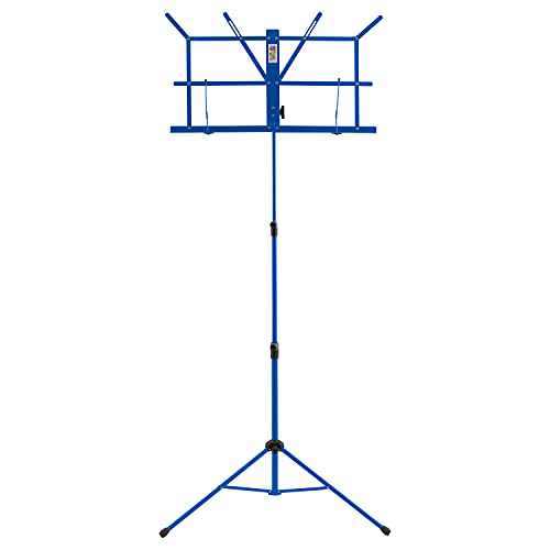Finitura blu resistente Mad About MS07 - Leggio pieghevole per spartiti, portatile, facile da piegare, colore: blu