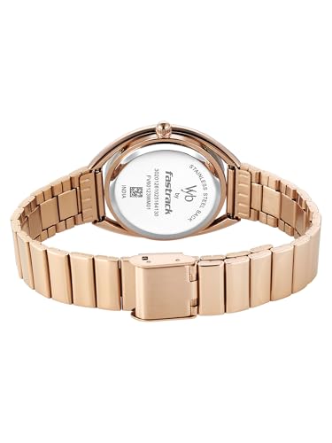 Image of Fastrack Vyb Eclipse with Quartz Analog Light Grey Dial Rose Gold Stainless Steel Strap Watch for Girls - FV60123WM01W