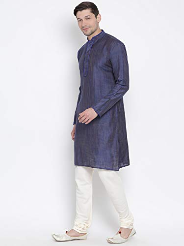 Image of VASTRAMAY Men's Beige Cotton Kurta and Pyjama Set