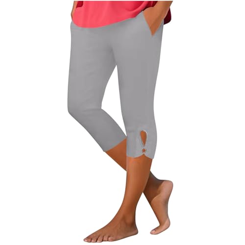 LRMQS Yoga Pants Women Plus Size Capri Pants for Women Summer Stretch Tummy Control Workout Leggings with Pockets Plus Size Athletic Gym Yoga Pant
