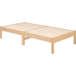 萩原 ベッド すのこベッド ベッドフレーム 【組立”３分”ベッド】 耐荷重350kg 工具不要 ヘッドレス シングル ナチュラル 幅 99.5 奥行 198 高さ 36.5 １台 MB-5145S-NA