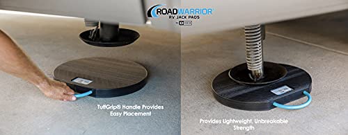 Roadwarrior Heavy Duty Rv Jack Pad - Lightweight, Stackable, Waterproof, Unbreakable Outrigger Pad With Ergonomic Tuffgrip Handle (One Pad,15"X1.5") #TOP2