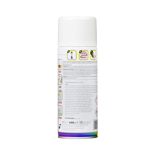 Image of Tetrion Easy Spray Paint - Gloss White, 400ml - Acrylic Spray for Wood, Metal, Plastic & More Use with Hi-Build Primer for Long-Lasting Finish, Indoor & Outdoor Use, 13.5 Oz