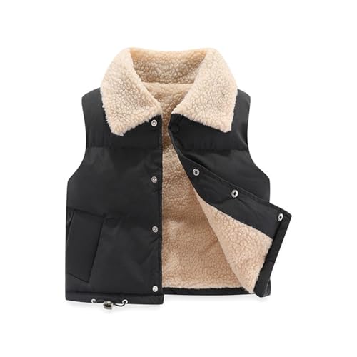 Girls Boys Toddler Puffer Vest Jacket Waistcoat Kids Snap Button Fleece Winter Sleeveless Coat Gilet Outerwear Clothes