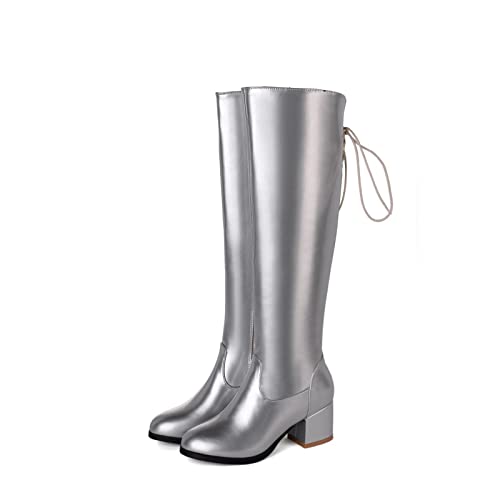 Bottes de mode pour femmes chaussures de danse hautes au-dessus du genou vernies