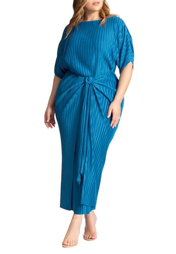 ELOQUII Women's Plus Size Draped Plisse Dress
