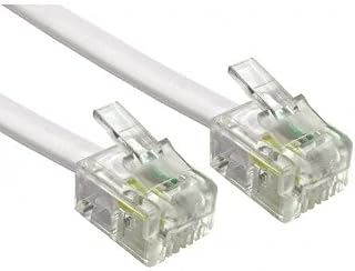Reulin 10M Flat Landline Telephone Broadband Cable Cord, Wifi Modem Router Wire to RJ11 Phone Socket or Microfilter, ADSL 2+ Filter/Fibre Optic 6/4 High-Speed Internet Lead (10 Metres, White)