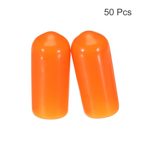 Image of MECCANIXITY 50pcs 6mm(1 /4 inch) Rubber End Caps Cover PVC Vinyl Screw Thread Protector Round Wire Shelf Caps for Screw Bolt Pipe Fence Post, Orange