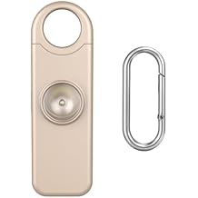 Personal Safety Alarm for Women, 130dB Keychain Alarm with LED Strobe Light, USB-C Charging, Low Power Reminder, Champagne Gold