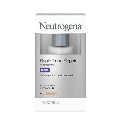 Johnson & Johnson Neutrogena Rapid Tone Repair Night Cream with Retinol, Vitamin C and Hyaluronic Acid - Anti Wrinkle Face and Neck Moisturizer - Vitamin C, Retinol, Glycerin, Hyaluronic Acid, 1 fl. Oz