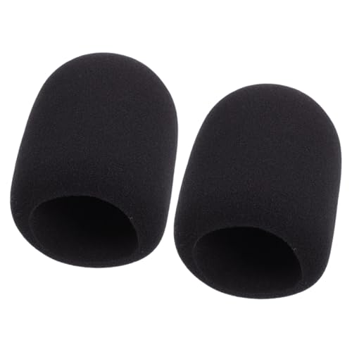 CIMAXIC 2pièces Bonnette Mousse Microphone Housse De Protection Anti-vent Pour Ktv Interviews Et Conférences Compatible Plupart Des Microphones Noir