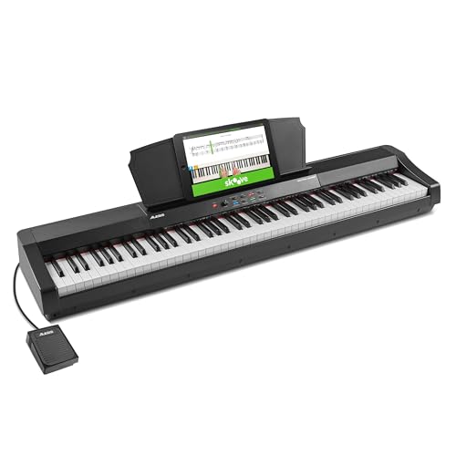 Alesis Recital Grand - Piano Eléctrico Digital De 88 Teclas Contrapesadas Con Acción De Martillo, Teclado Piano Con Pedal Piano Y Altavoces