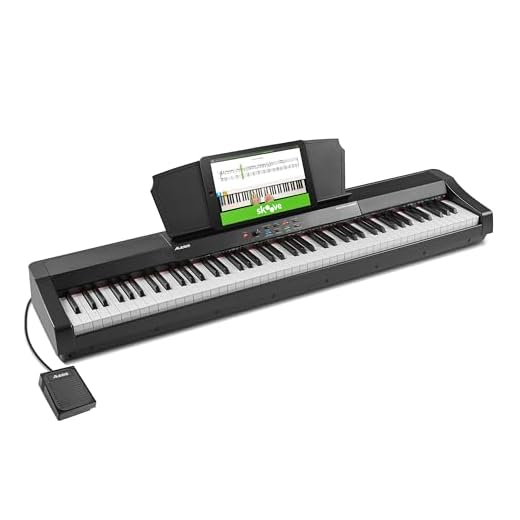 Alesis Recital Grand Piano Eléctrico 88 Teclas Contrapesadas de Acción Martillo con Altavoces, Lecciones de Piano, Metrónomo y 16 Kits de Sonidos