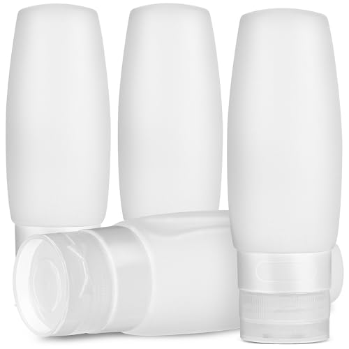 Image of Healeved 4 Oz Silicone Travel Bottles for Toiletries Set of 4 Leak Proof Refillable Squeeze Bottles Portable Containers for Shampoo Conditioner Lotion
