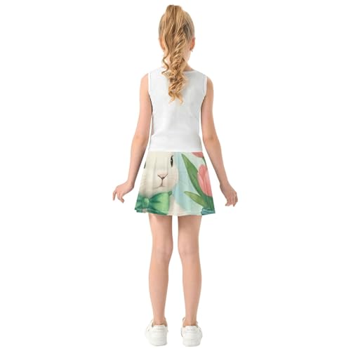 Tennis Skirts Kids Cute Easter Bunny Blue Bird Athletic Shorts Girls Skorts Print Pleated 4t4