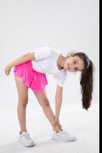 Pacote com 2 shorts rodados para meninas com forro de elastano, saias borboleta 2 em 1, meninas adol