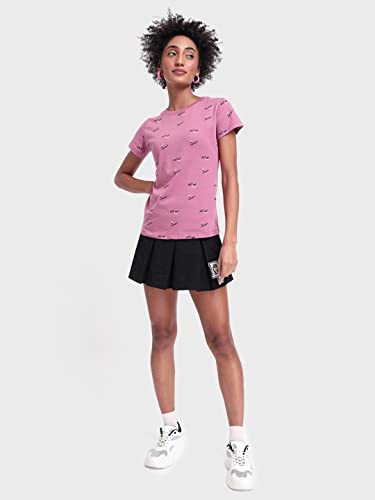 Image of Bewakoof Women's Solid 100% Cotton Plus Size T-Shirt - Slim Fit, Round Neck, Full Sleeves
