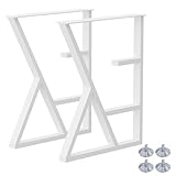MinWadil Upgraded 3-Tier Metal Table Legs White, 28' H x 24' W Industrial Modern Heavy Duty K-Shaped Metal Leg for Dining Table Computer Desk-Set of 2