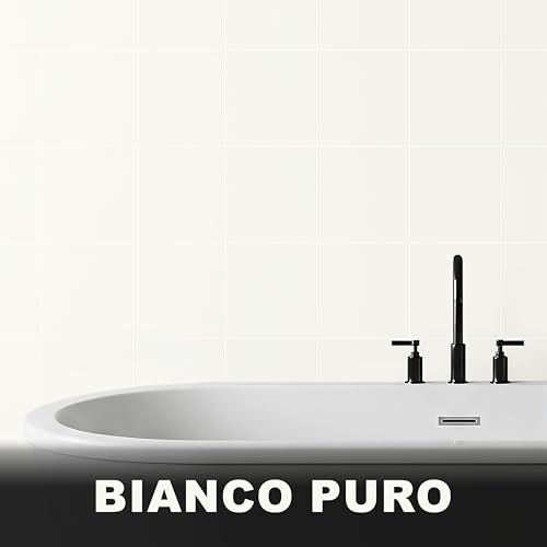 WO-WE Vernice Per Piastrelle Bagno Cucina Pittura Resina Pareti Pavimenti W712 Bianco Puro - 5Kg - 6