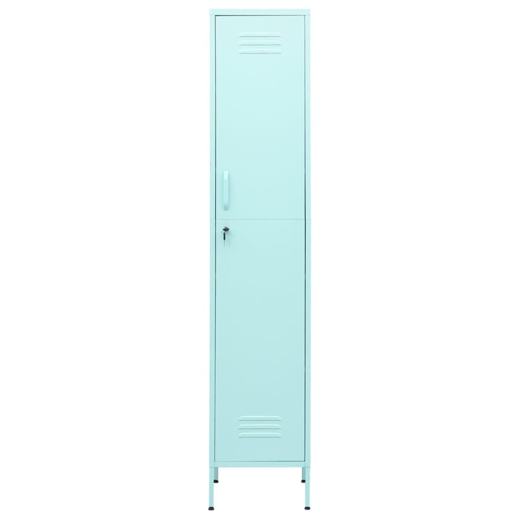 Armadio in acciaio con 4 ripiani e serratura, moderno, per ufficio, palestra, scuola e archivio, 35 x 46 x 180 cm, colore: verde menta