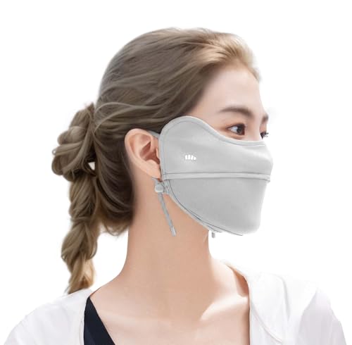 BENEUNDER UV Sun Protection Face Cover UPF50+ Breathable Cooling Neck Gaiter Scarf for Summer Outdoor Activities Reusable Gray for Face