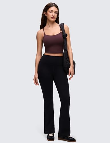 Image of CRZ YOGA Butterluxe Y Back Crop Tank Tops | Light Support, Removable Pads, Yoga, Extremely Soft, Scoop Neck, Spaghetti Straps, Longline Sports Bras for Women