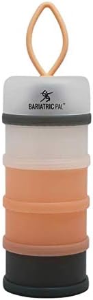 BariatricPal 4 Compartment Detachable, Stackable, and Portion Controlled Food & Powder Storage Containers (Pink-Gray)