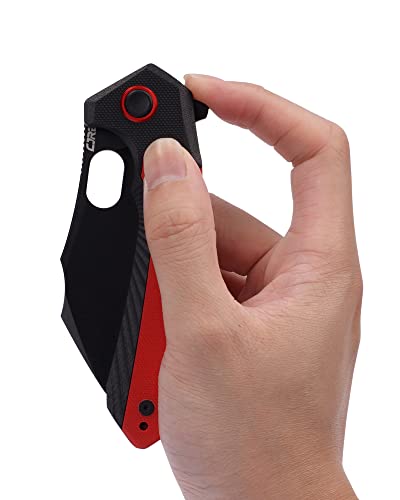 CJRB Folding Pocket Knife Caldera (J1923) AR-RPM9 Powder Steel Red G10 Handle for Men EDC Camping Hiking Outdoor