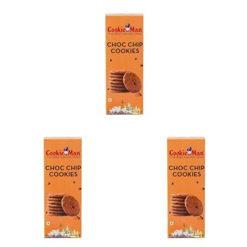 Image of CookieMan Choco Chip Cookies - 150g | Biscuits made with Premium Chocolate Chips for a Rich, Intense Flavor | Perfect Snack Jar for Home, Office or Travel (Pack of 3)