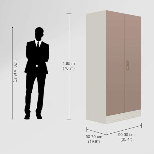 Image of Interio by Godrej Almirah Slimline 2-Door Steel Almirah, Cupboard for Clothes (Alpine White and Portabella Matte), 1-Year Warranty, 1 Locker, 4 Shelves
