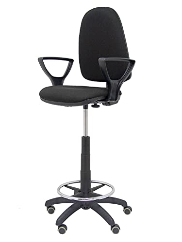 Taburete Ayna Bali Negro ergonómico con ruedas de parquet y reposabrazos fijos 5