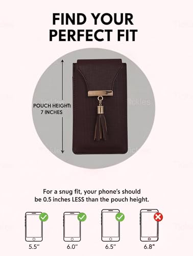 Image of Tickles Pouch Case for All Cellular Phones 6 Inches and Below(Cloth /Brown) Size: 6.5 Inches