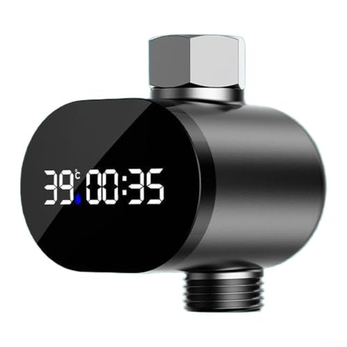 Pantalla digital LED de temperatura de ducha, 1 paquete de generación de energía de flujo de agua para monitoreo de temperatura en tiempo real con indicador de cambio de color, color negro