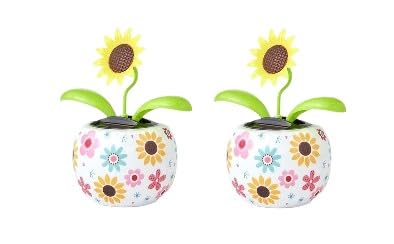 2Pcs Color Sunflower Solar Dancing Flower Solar Dancing Solar Toys,Solar Powered Swinging Animated Dancer Toy Office Desk Car Decoration for Car, Funny Ornaments, Solar Power Kits