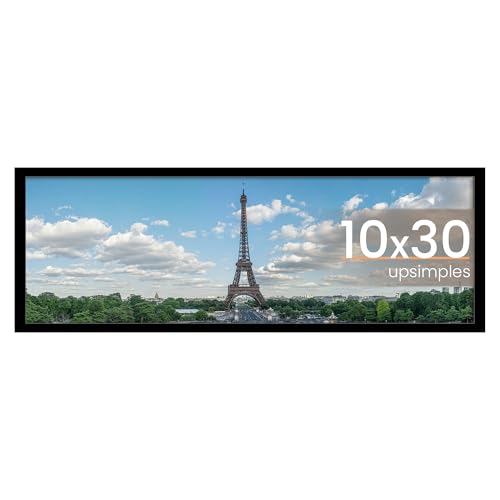 Image of upsimples 10x30 Picture Frame, Display Pictures 8x24 with Mat or 10 x 30 Without, Wall Hanging Panoramic Frames, Black, 1 Pack