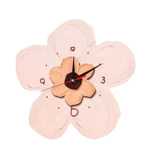 Flower Shaped Wall Clock Modern Silent Wall Hanging Clock Daisy Flower Shaped Decorative Clocks for Office Living Room Bedroom Home 11.8in Beige