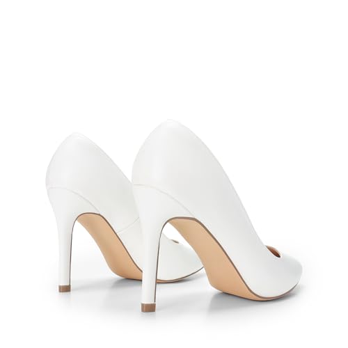 DREAM PAIRS Women's Closed Pointed Toe High Heels,White/Pu,6 - image 8
