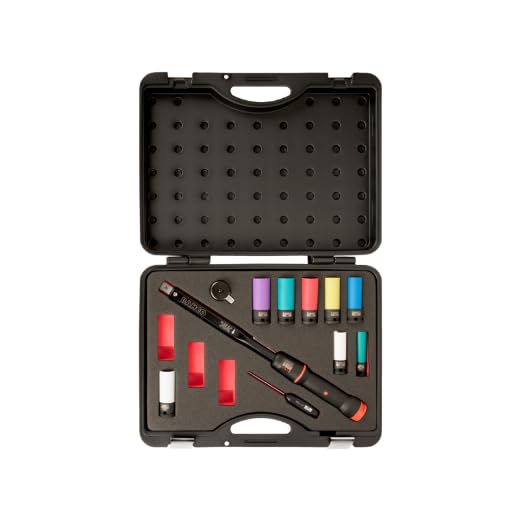 Maletín con llave dinamométrica ajustable y juego de herramientas de impacto - 11 piezas