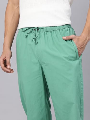 Image of Majestic Man Men's Pure Cotton Solid Lounge Pyjama Pants| Comfort Fit | Elastic Waist with Drawstring | 3 Pockets | Front Zip Closure
