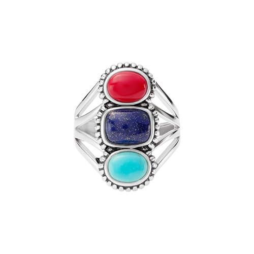 Amazon Essentials Fine Silver Plated 3-Stone Adjustable Ring