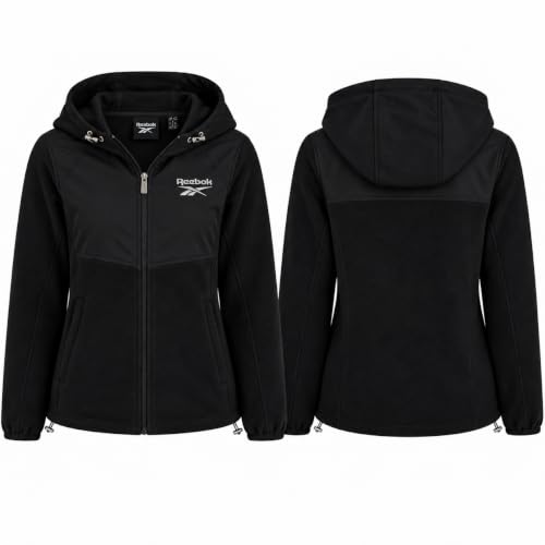 Reebok Womens Fleece Jacket, Midweight Zip Up Hooded Coat with Pockets | Warm Jersey-Bonded Polar Fleece with Adjustable Attached Hood and Hem, Reversed-Coil Zipper and Two Front Pockets - image 3