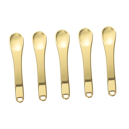 Beatifufu 5 piezas Espátulas Cosméticas Pequeñas de Aleación de Zinc Dorada Cucharas para Crema Facial y Masaje Prácticas para Aplicar y Cremas para Cuidado Personal Portátil