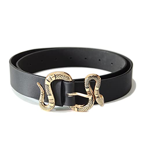 letaowl Ceinture Femme Courroies pour Femmes Luxe Shinny Strinestone Snake Boucle Boucle de Cuir Cuir Ceinture Dames Jeans (Color : Black, Size : 105X3.5CM) Cover