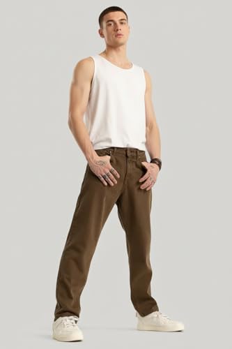 Image of Men Mom Fit High Waist Denim Jeans | Relaxed Fit Straight Leg Casual Denim Pants | Stylish Street Style & Office Wear
