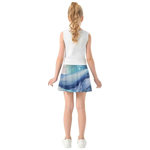 Athletic Shorts for Girls Skorts Tennis Skirts Toddler Dance Golf School Skirt Galaxy Whales Rainbow 3t4