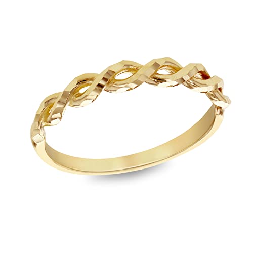 Bague demi-torsadée or jaune 9 carats Carissima, joaillerie fine femme