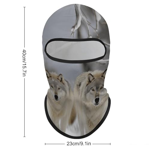 Balaclava para hombres, máscara para esquiar con diseño de dos lobos caminando en la nieve, cubreboca para invierno, ciclismo y deportes al aire libre miniatura 2