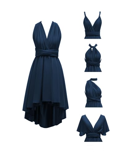 Image of Women's Short Convertible Dress with Bandeau High Low Infinity Bridesmaid Dresses Multi-Way Transformer Formal Dress