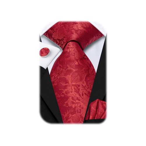 Image of Hi-Tie Men's Tie Sets Silk Paisley Striped Necktie Pocket Square Cuff-links Sets Wedding Business Holiday